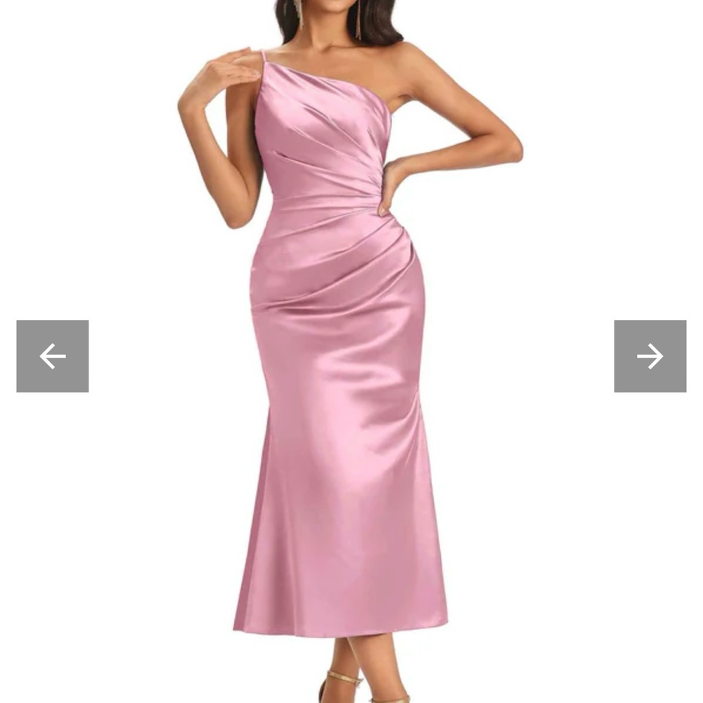 Elegant Pink One-Shoulder Bridesmaid Dress/Wedding Guest Dress